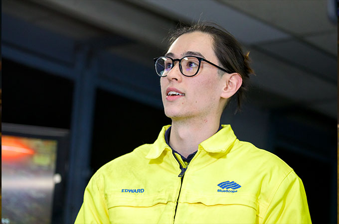 Worker in manufacturing facility